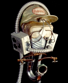 Image of Construction Man mask. Portrait facing slightly to the viewers right.
